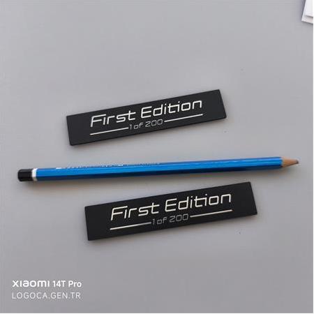 2 adet BMW First Edition Gümüş & Siyah plastik Çıkartma - 10x2cm - Kendinden Yapışkanlı Kaliteli