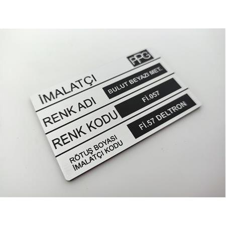 Tofaş Renk kodu bilgi kartı ( Plastik Yapıştırma)