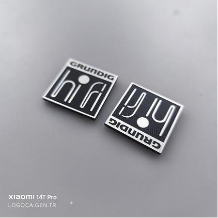 Grundig hifi logo etiket grundig yazısı üstte