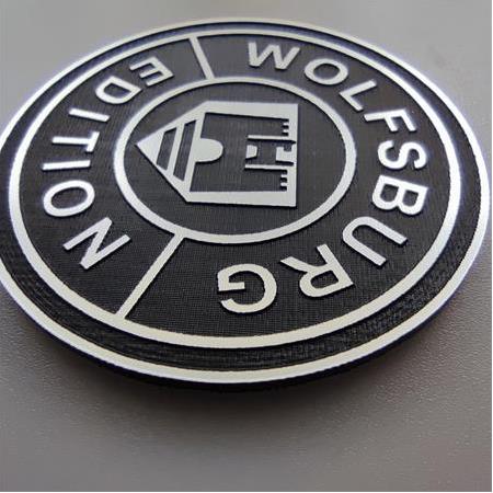 volkswagen wolfsburg edition yuvarlak plastik etiket